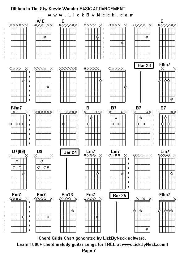 Chord Grids Chart of chord melody fingerstyle guitar song-Ribbon In The Sky-Stevie Wonder-BASIC ARRANGEMENT,generated by LickByNeck software.